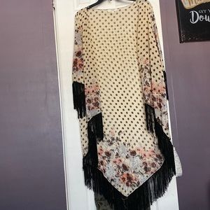 Cream color kimono with fringe